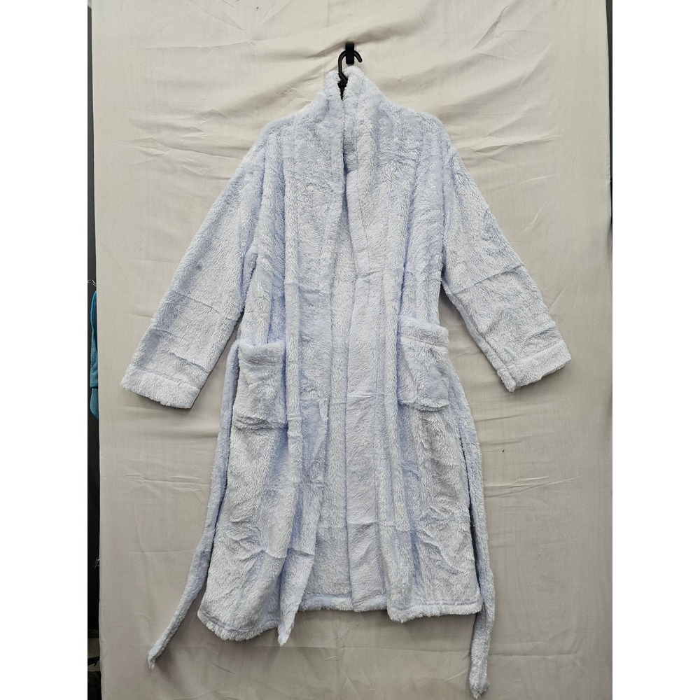Pavilia Womens Plush Fleece Robe Blue Polyester Casual Size S/M
